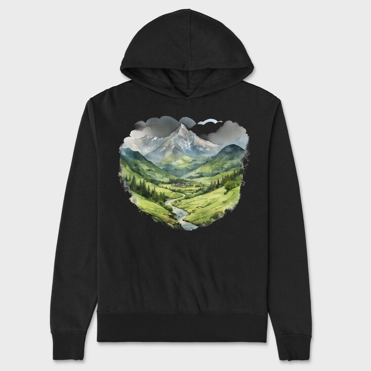 Mountain Peaks Silhouette, Hanorac Oversize Barbati (Unisex)