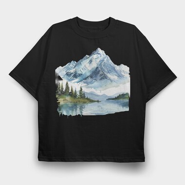 Mountain Reflection Peaks, Tricou Oversize Barbati (Unisex)