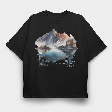Mountain Reflection Symphony, Tricou Oversize Barbati (Unisex)