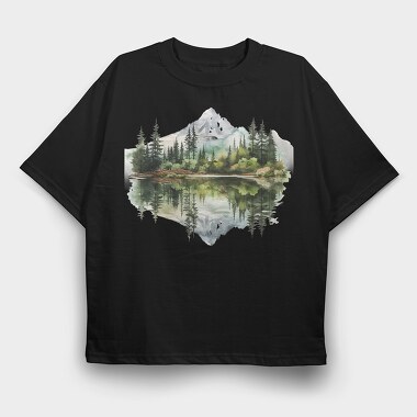 Mountain Reflection, Tricou Oversize Barbati (Unisex)