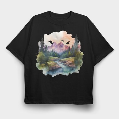 Mountain River Forest, Tricou Oversize Barbati (Unisex)
