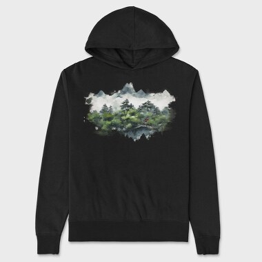 Mountain River Landscape, Hanorac Oversize Barbati (Unisex)