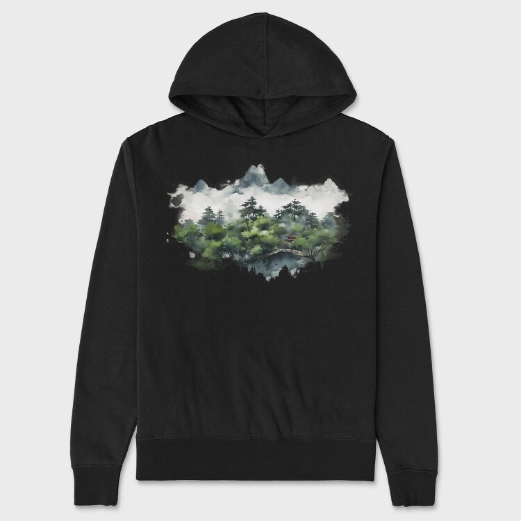 Mountain River Landscape, Hanorac Oversize Barbati (Unisex)