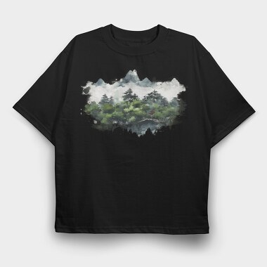 Mountain River Landscape, Tricou Oversize Barbati (Unisex)
