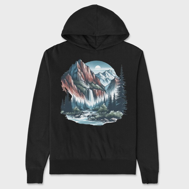Mountain River Night, Hanorac Oversize Barbati (Unisex)
