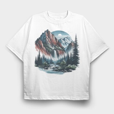 Mountain River Night, Tricou Oversize Barbati (Unisex)
