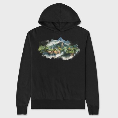 Mountain River Scape, Hanorac Oversize Barbati (Unisex)