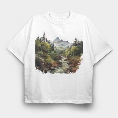 Mountain Stream Breeze, Tricou Oversize Barbati (Unisex)