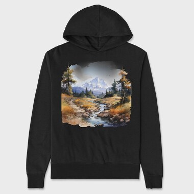 Mountain Stream Clipart, Hanorac Oversize Barbati (Unisex)