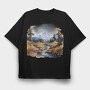 Mountain Stream Clipart, Tricou Oversize Barbati (Unisex)