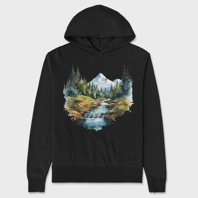 Mountain Stream Forest, Hanorac Oversize Barbati (Unisex)