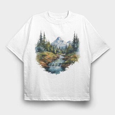 Mountain Stream Forest, Tricou Oversize Barbati (Unisex)