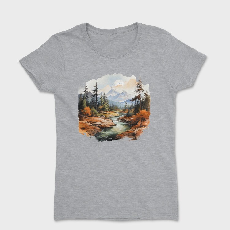 Mountain Stream Landscape, Tricou Femei