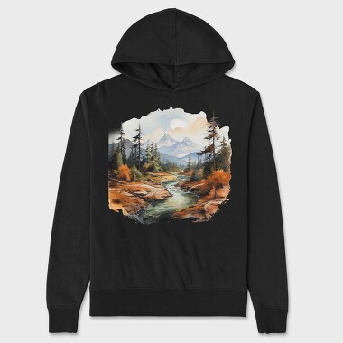 Mountain Stream Landscape, Hanorac Oversize Barbati (Unisex)