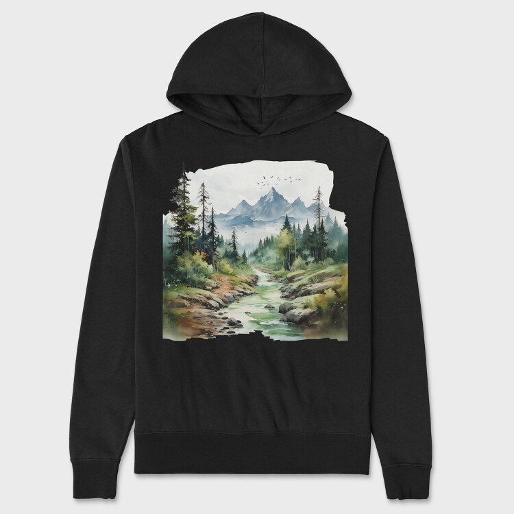 Mountain Stream Peace, Hanorac Oversize Barbati (Unisex)