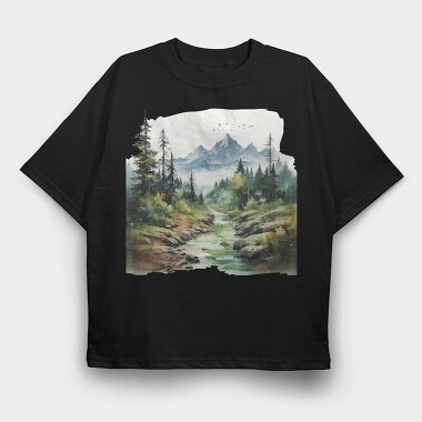 Mountain Stream Peace, Tricou Oversize Barbati (Unisex)