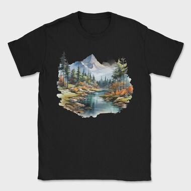 Mountain Stream Reflection, Tricou Barbati (Unisex)
