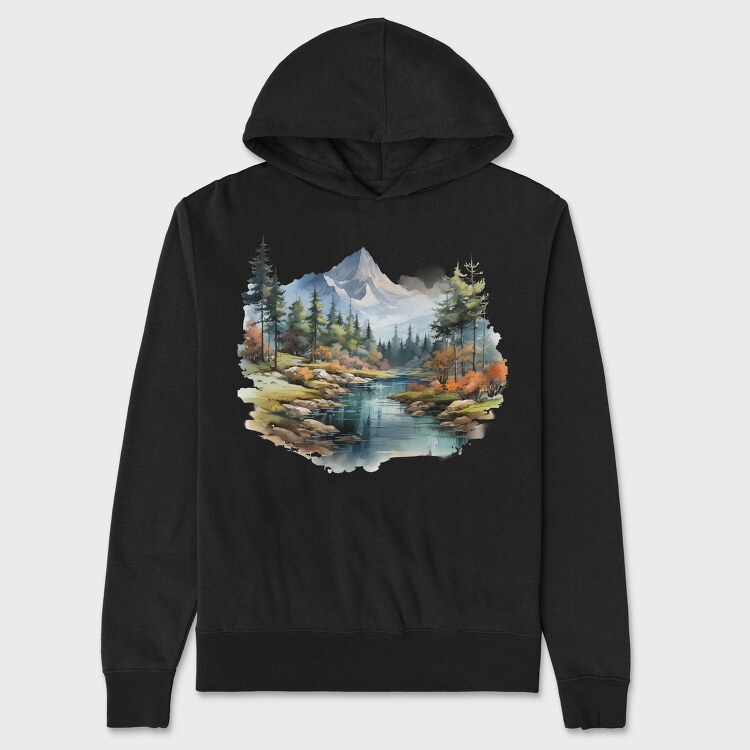 Mountain Stream Reflection, Hanorac Oversize Barbati (Unisex)