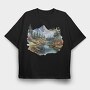 Mountain Stream Reflection, Tricou Oversize Barbati (Unisex)