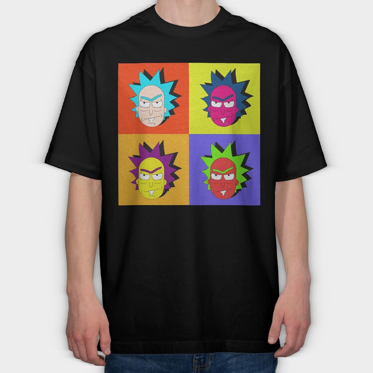 Rick And Morty Pop Art, Tricou Oversize Barbati (Unisex)
