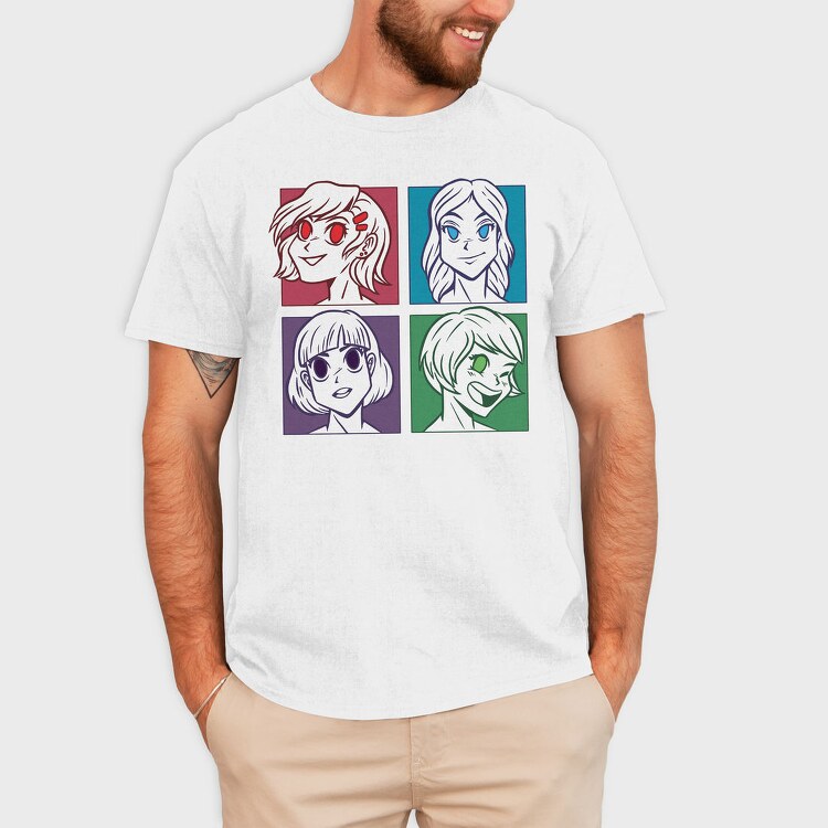 Anime Girl Faces, Tricou Barbati (Unisex)
