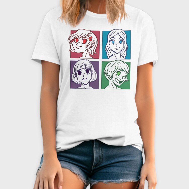 Anime Girl Faces, Tricou Barbati (Unisex)