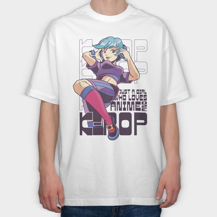 Anime Girl Hop Hop, Tricou Oversize Barbati (Unisex)