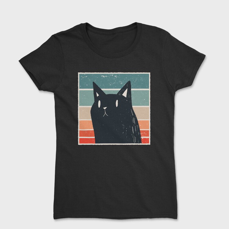 Retro Black Cat, Tricou Femei