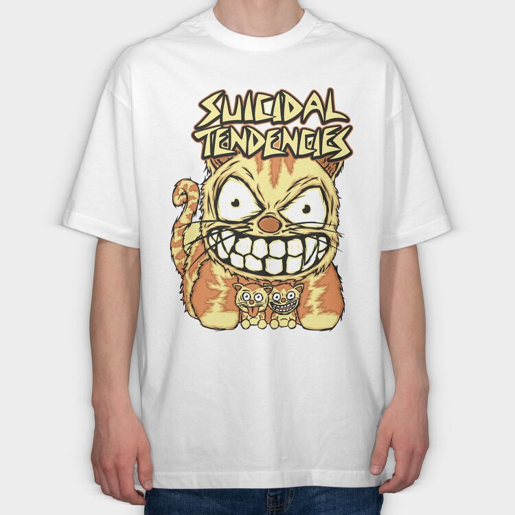 Suicidal Cat Grin, Tricou Oversize Barbati (Unisex)