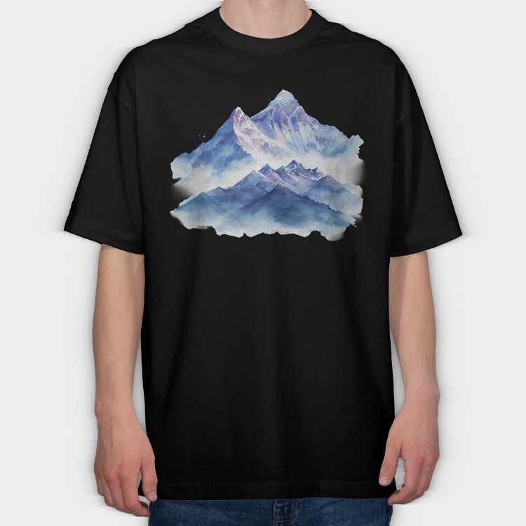 Mountain Peak Silhouette, Tricou Oversize Barbati (Unisex)