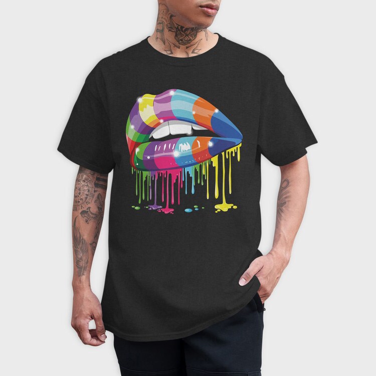 Colorful Lips Drip, Tricou Barbati (Unisex)