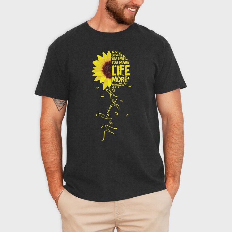 Sunflower Smile Life, Tricou Barbati (Unisex)