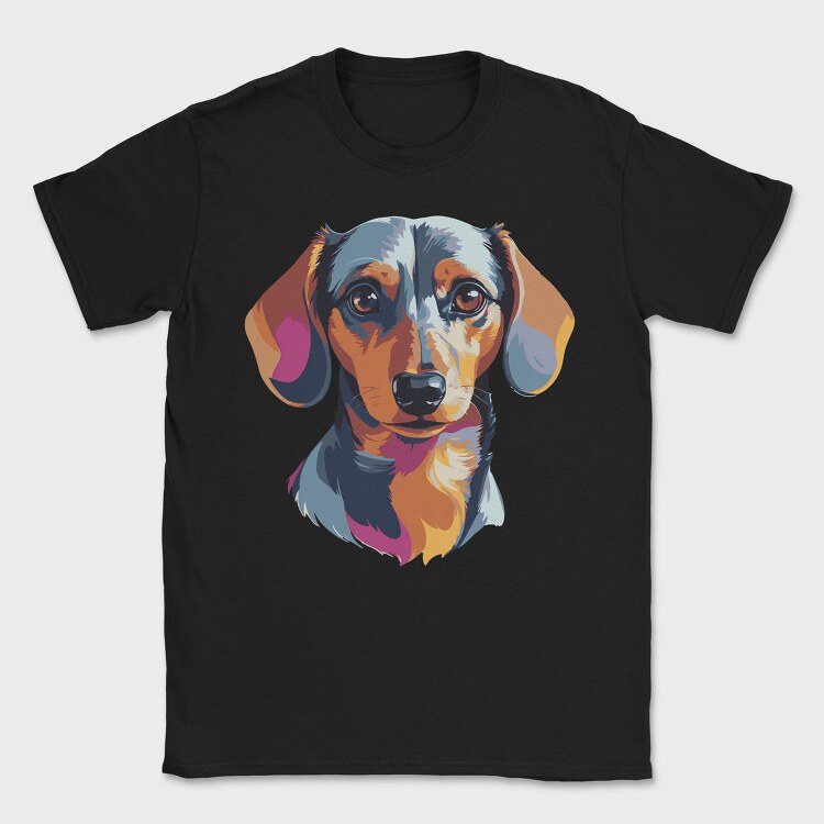 Colorful Dachshund Portrait, Tricou Barbati (Unisex)
