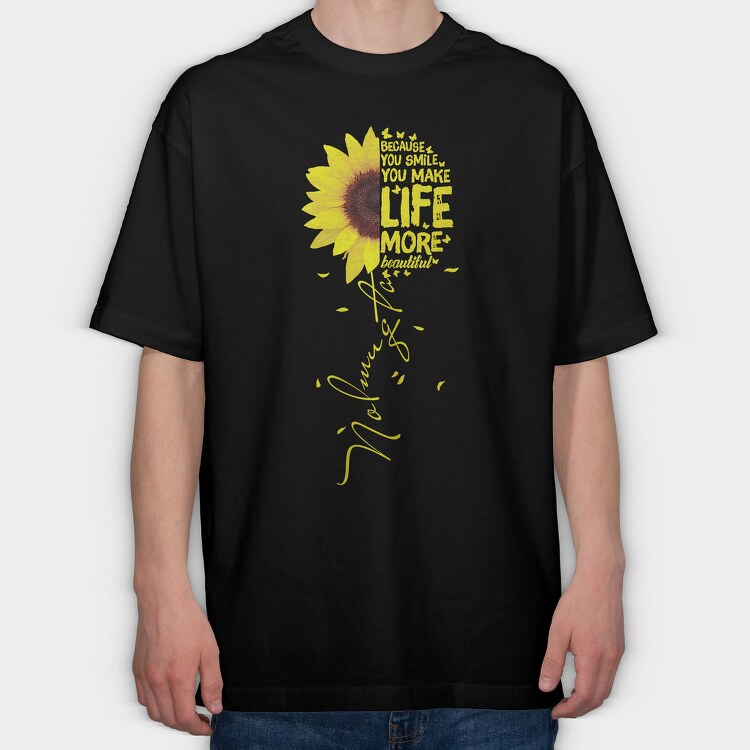 Sunflower Smile Life, Tricou Oversize Barbati (Unisex)