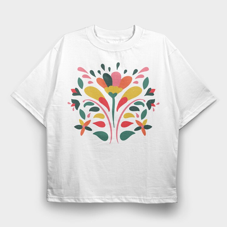 Colorful Flower Floral 03, Tricou Oversize Barbati (Unisex)