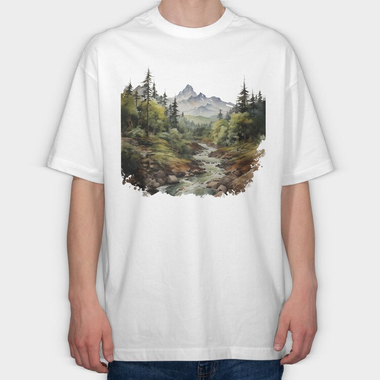 Mountain Stream Breeze, Tricou Oversize Barbati (Unisex)