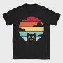 Retro Sunset Cat Funny, Tricou Barbati (Unisex)