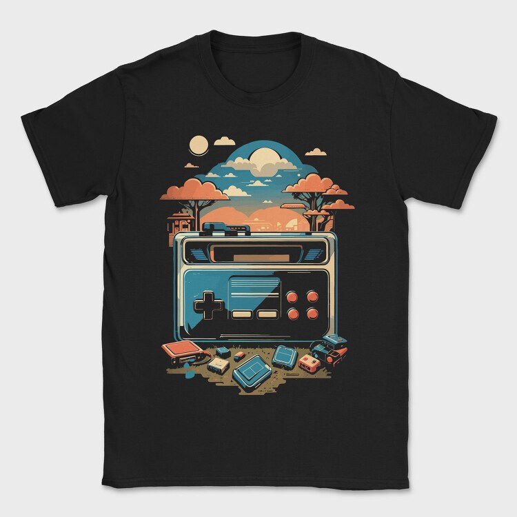 Retro Joystick Landscape, Tricou Barbati (Unisex)