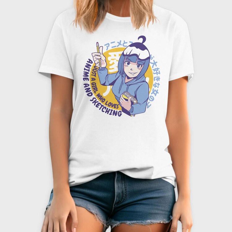 Anime Sketch Girl, Tricou Barbati (Unisex)