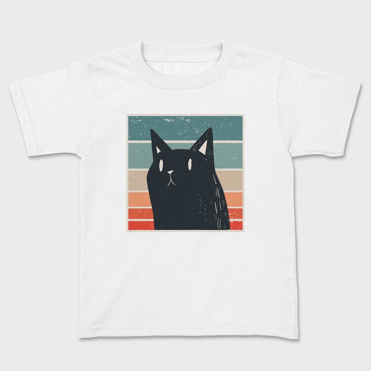 Retro Black Cat, Tricou Copii