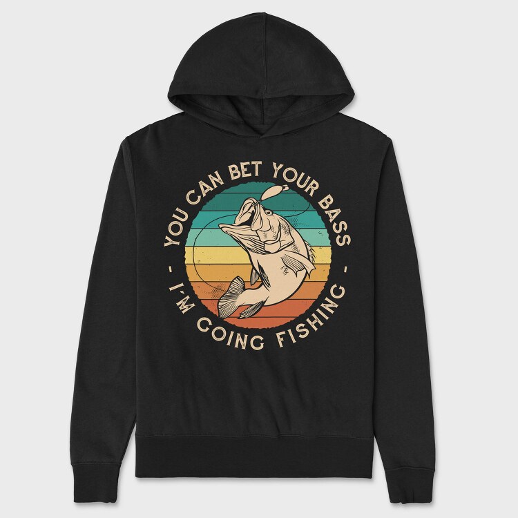 Retro Bass Fishing Quote, Hanorac Oversize Barbati (Unisex)
