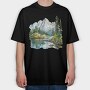 Mountain Landscape Clipping, Tricou Oversize Barbati (Unisex)