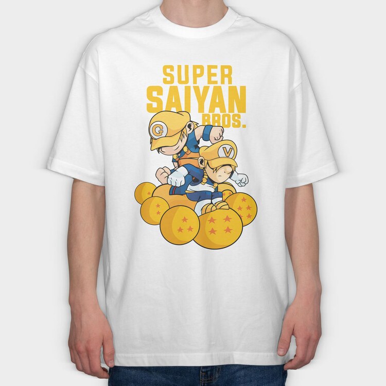 Super Saiyan Bros, Tricou Oversize Barbati (Unisex)