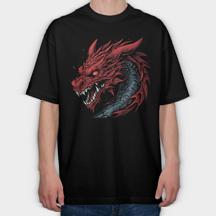 Red Dragon, Tricou Oversize Barbati (Unisex)