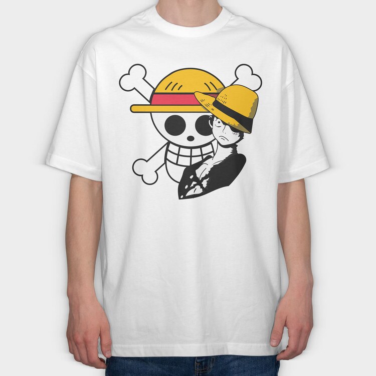 Luffy Pirate Hat, Tricou Oversize Barbati (Unisex)
