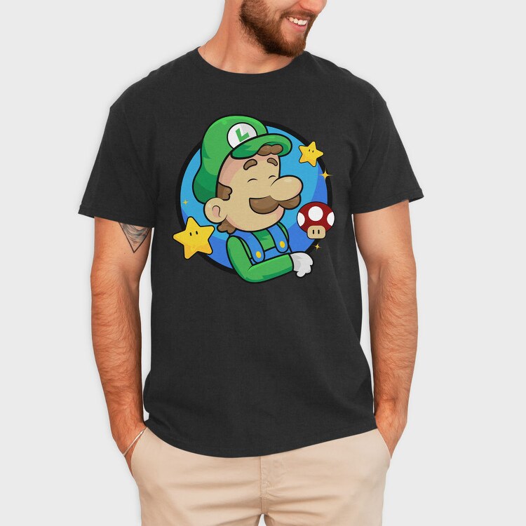 Luigi Star Mushroom, Tricou Barbati (Unisex)
