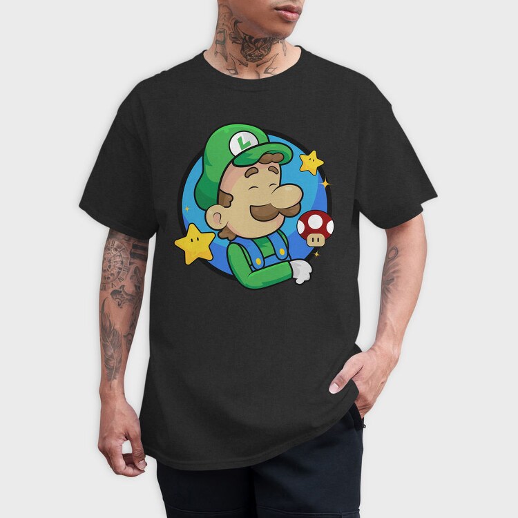 Luigi Star Mushroom, Tricou Barbati (Unisex)