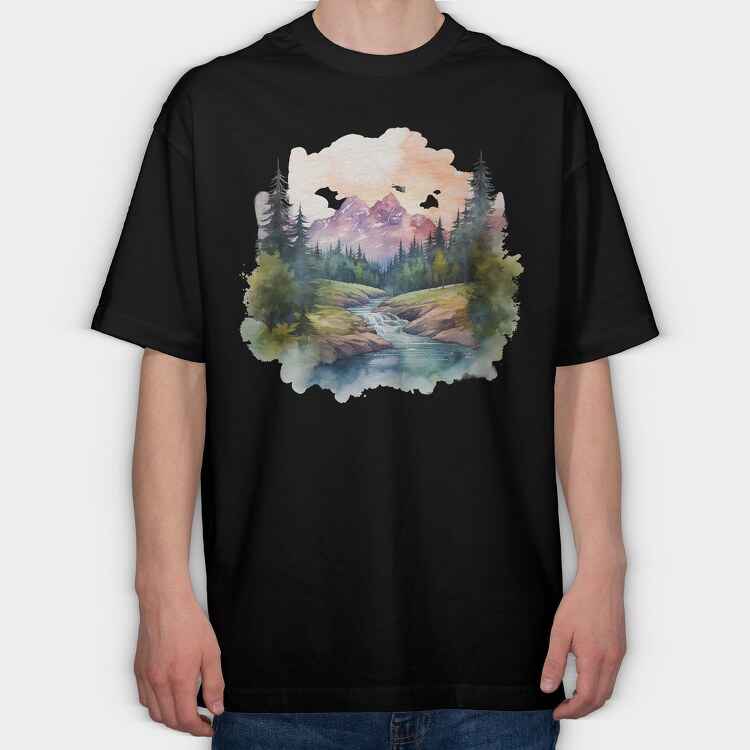 Mountain River Forest, Tricou Oversize Barbati (Unisex)