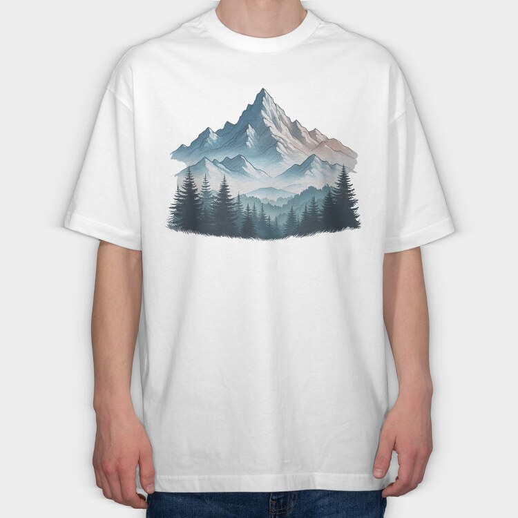Mountain Peaks Forest, Tricou Oversize Barbati (Unisex)