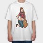 Rockstar Guitar Girl, Tricou Oversize Barbati (Unisex)